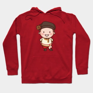 Cute Russian Villager in Traditional Clothing Cartoon Hoodie